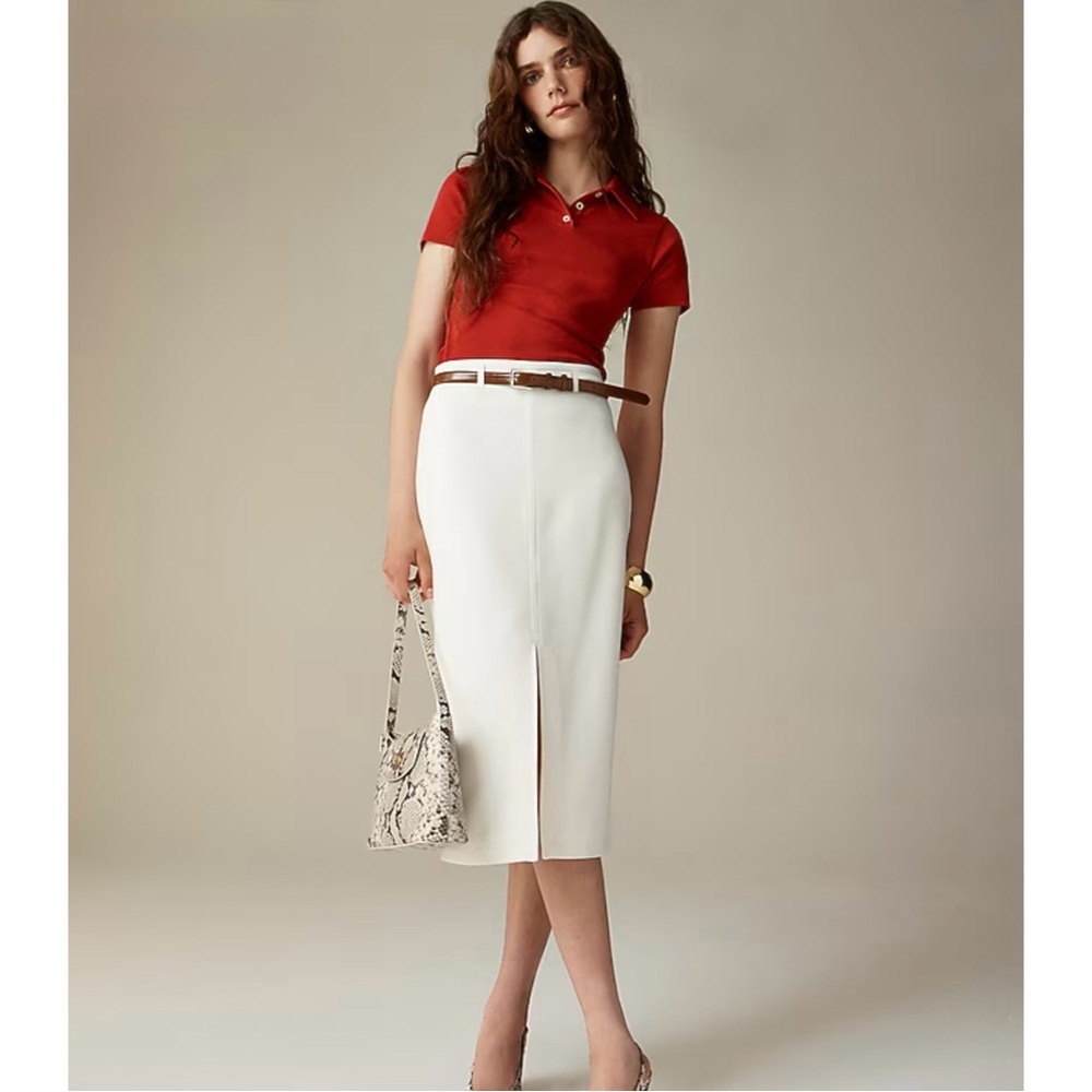 NWT J. Crew Pencil Midi Skirt Four-season Stretch Ivory